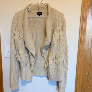 Central Park West knit Fringe drape wool cardigan sweater size S